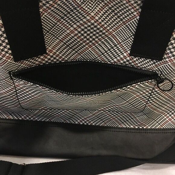 NWOT Lands End Canvas Weekender Duffle Bag Black White Pink Plaid Travel Luggage - Picture 13 of 16